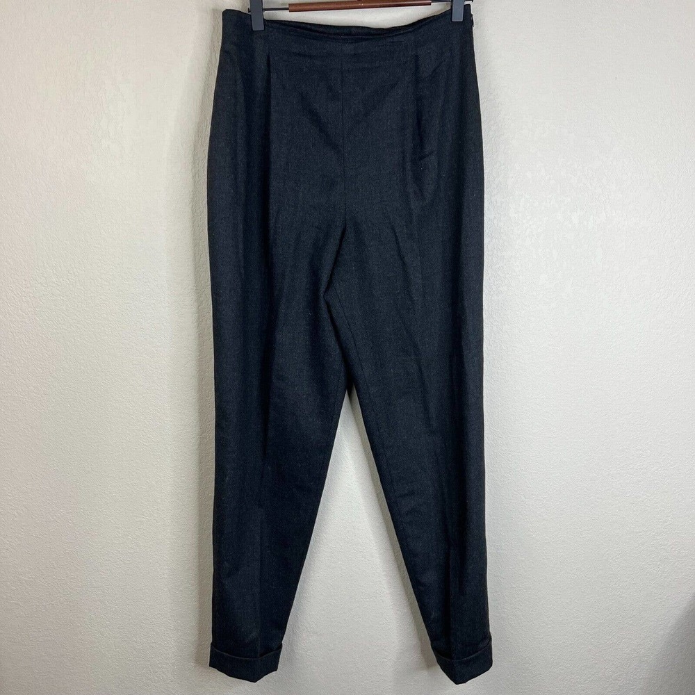 Oscar De La Renta Womens Straight Leg Dress Pants Size 10 Black Wool Flat Front